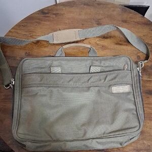 Briggs & Riley TravalwaMen's Olive Green Briefcase With Detachable Handle